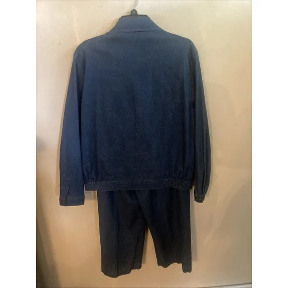 Alfred Dunner Denim Beaded Embroidered  Sz 12 Jacket & Pants Capri Set Outfit - Picture 5 of 13